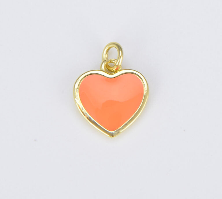 18K Gold Filled Enamel Heart Charm in Purple Yellow Teal Red Pink Light Blue Orange White Enamel Charms, Heart Charm, Gold Filled Over Brass, CP1528