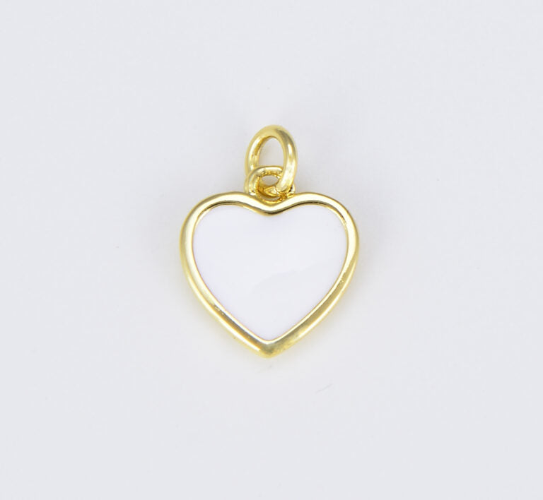 18K Gold Filled Enamel Heart Charm in Purple Yellow Teal Red Pink Light Blue Orange White Enamel Charms, Heart Charm, Gold Filled Over Brass, CP1528