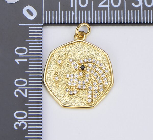 18K Gold Filled Dainty Unicorn Medallion Charm, CP1534