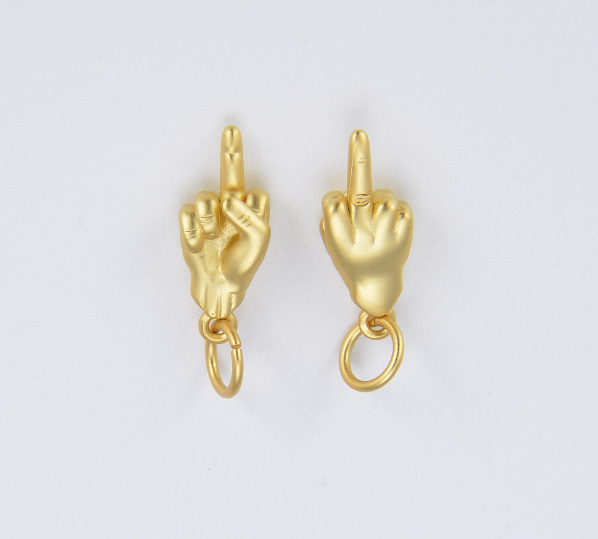 18K Gold Filled Dainty Middle Finger Charm, Hand Gesture Charm FUCK Pendant Charm for Bracelet Necklace Earring Supply Component, CP1535