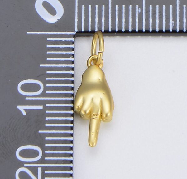 18K Gold Filled Dainty Middle Finger Charm, Hand Gesture Charm FUCK Pendant Charm for Bracelet Necklace Earring Supply Component, CP1535