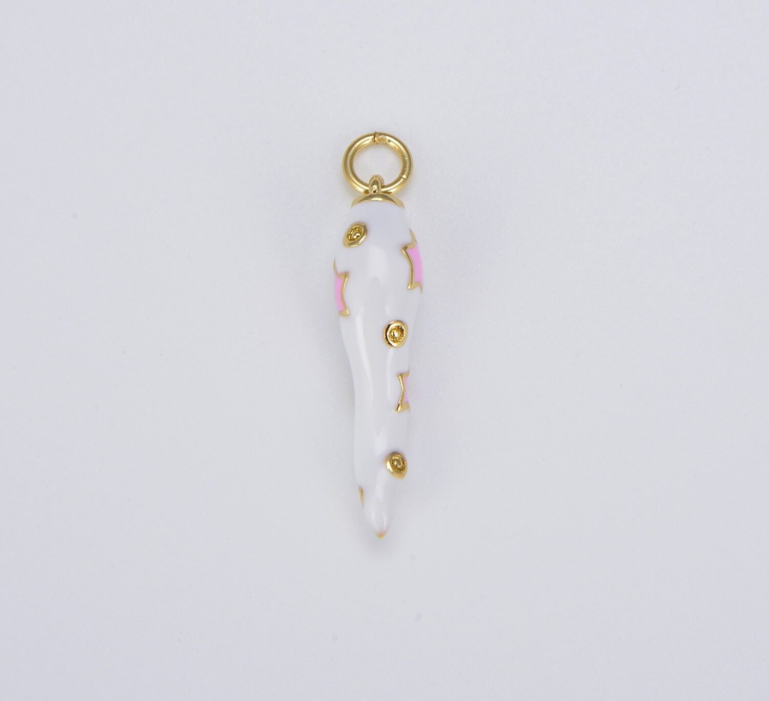 18K Gold Filled Enamel Italian Luck Horn Charm, CP1537