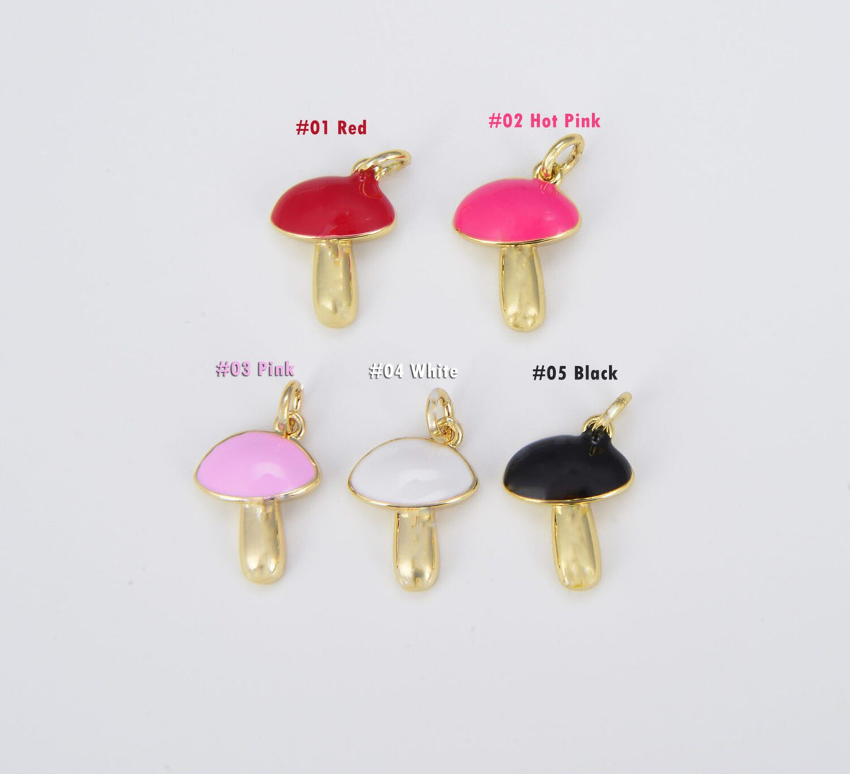 18K Gold Filled Colorful Enamel Mushroom Charm, CP1540