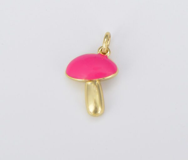 18K Gold Filled Colorful Enamel Mushroom Charm, CP1540