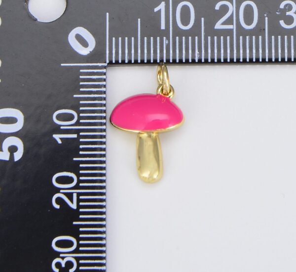 18K Gold Filled Colorful Enamel Mushroom Charm, CP1540