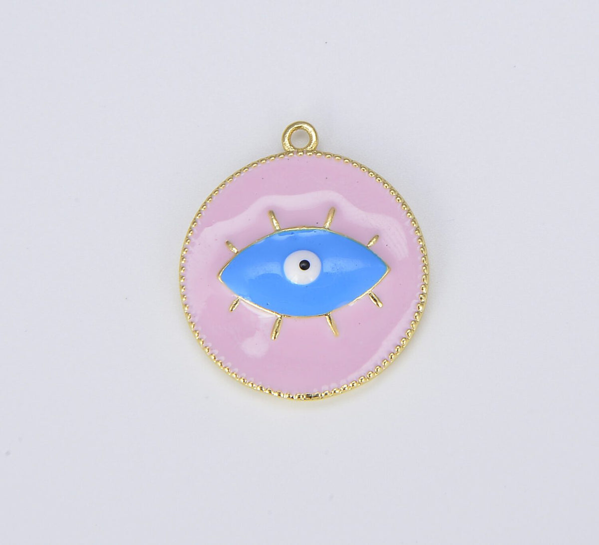 18K Gold Filled Enamel Evil Eye Charm, CP1542