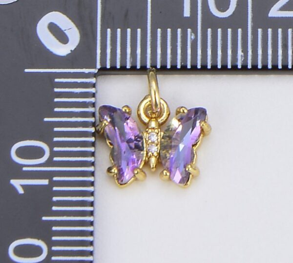 18K Gold Filled Micro Pave Cubic Zirconia Mariposa Charm Pendant, CP1544