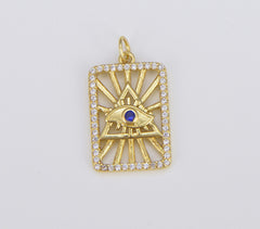 18K Gold Filled Evil Eye Tag Charm, CP1545