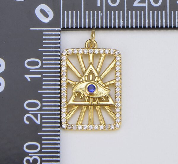 18K Gold Filled Evil Eye Tag Charm, CP1545