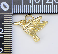 18K Gold Hummingbird Charm, 3D Bird Charm for Jewelry Making and Crafting Fashion Earring Pendant Bracelet Necklace Charms, 18x14mm, CP1554