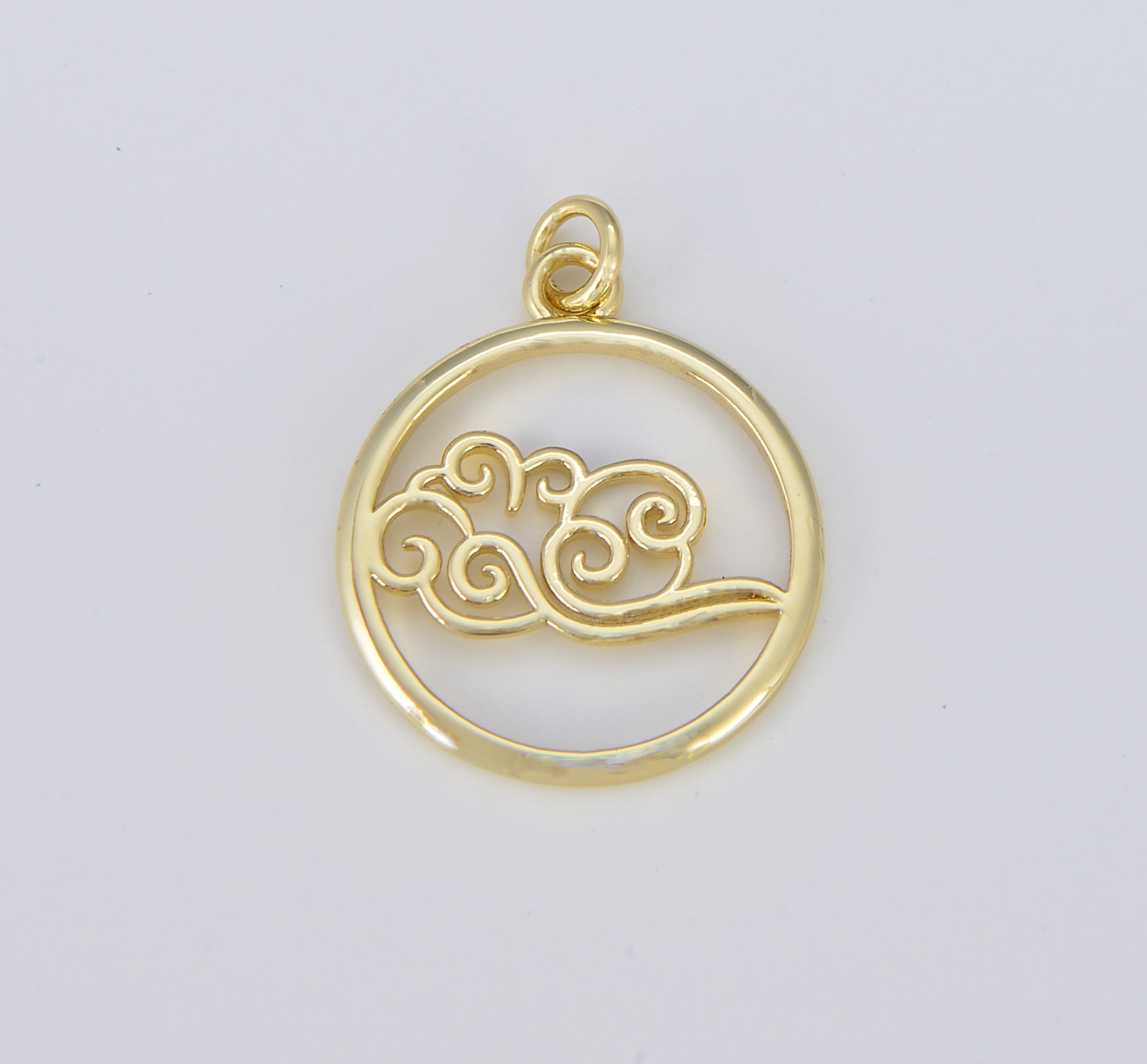 Dainty 18K Gold Charm Element Charm Water Fire Earth Wind Charm for Bracelet Necklace Earring Supply Add on Charm, 25x19mm, CP1556