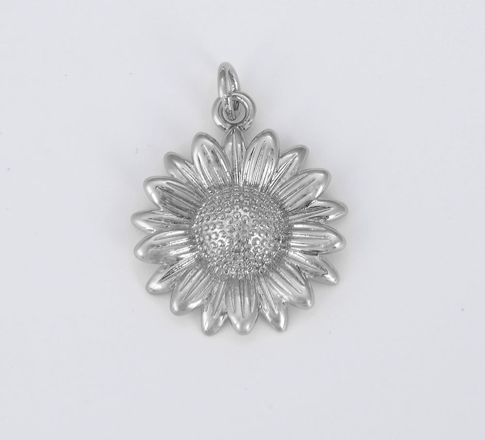 Dainty Sunflower Charm Gold Flower Charm for Bracelet Earring Necklace, 18K Gold Sun flower Charm for Summer Garden Inspired, 23x18mm CP1557