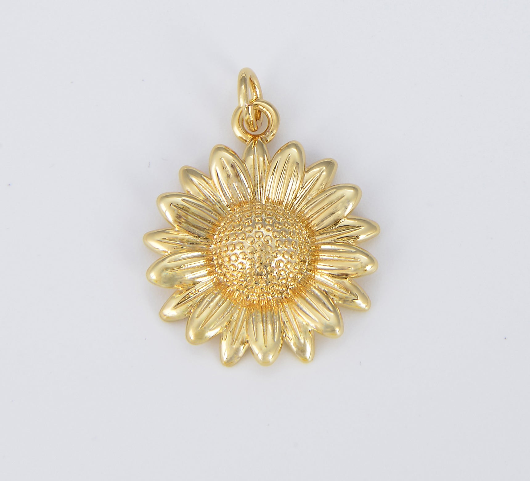 Dainty Sunflower Charm Gold Flower Charm for Bracelet Earring Necklace, 18K Gold Sun flower Charm for Summer Garden Inspired, 23x18mm CP1557