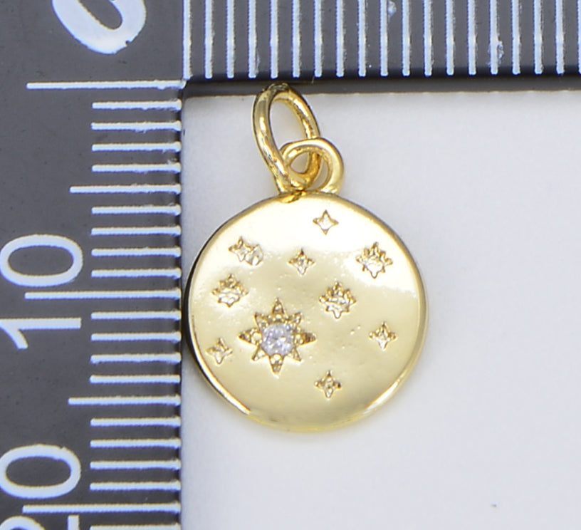 18K Gold Micro Pave CZ Star Charm, Cubic Galaxy Micro Pave CZ Pendant, Charm Pendant, Celestial Jewelry, 16x12mm, CP1558