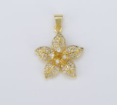 Dainty Sakura Flower Charm, CZ Micro Pave Flower Pendant, 18K Gold Flower Jewelry Pendant Craft Jewelry Supply, 25x20mm, CP1563