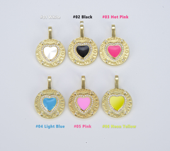 Enamel Heart Charm, Lovely Heart Pendant, Pink White Black Neon Yellow Heart Pendant ,Gold Filled Charm for Necklace Bracelet Jewelry CP1564