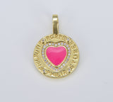 Enamel Heart Charm, Lovely Heart Pendant, Pink White Black Neon Yellow Heart Pendant ,Gold Filled Charm for Necklace Bracelet Jewelry CP1564