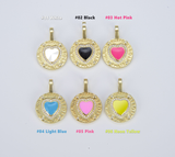 Enamel Heart Charm, Lovely Heart Pendant, Pink White Black Neon Yellow Heart Pendant ,Gold Filled Charm for Necklace Bracelet Jewelry CP1564