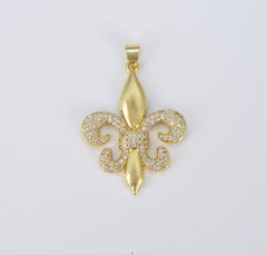 Fleur De Lis Charm, New Orleans Saints Logo Pendant, 18K Gold Fleur De Lis Pendant for Necklace Bracelet Earrings Supply, CP1565