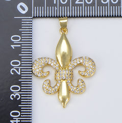 Fleur De Lis Charm, New Orleans Saints Logo Pendant, 18K Gold Fleur De Lis Pendant for Necklace Bracelet Earrings Supply, CP1565