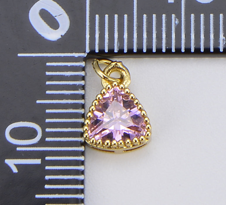 Cubic Zirconia Square Bezel Charms, Round Bezel Charm, Cz Pave Rectangle Heart Teardrop Triangle Gold Filled Cz Charm Crafts Supplies CP1569