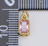 Cubic Zirconia Square Bezel Charms, Round Bezel Charm, Cz Pave Rectangle Heart Teardrop Triangle Gold Filled Cz Charm Crafts Supplies CP1569