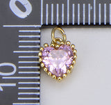 Cubic Zirconia Square Bezel Charms, Round Bezel Charm, Cz Pave Rectangle Heart Teardrop Triangle Gold Filled Cz Charm Crafts Supplies CP1569