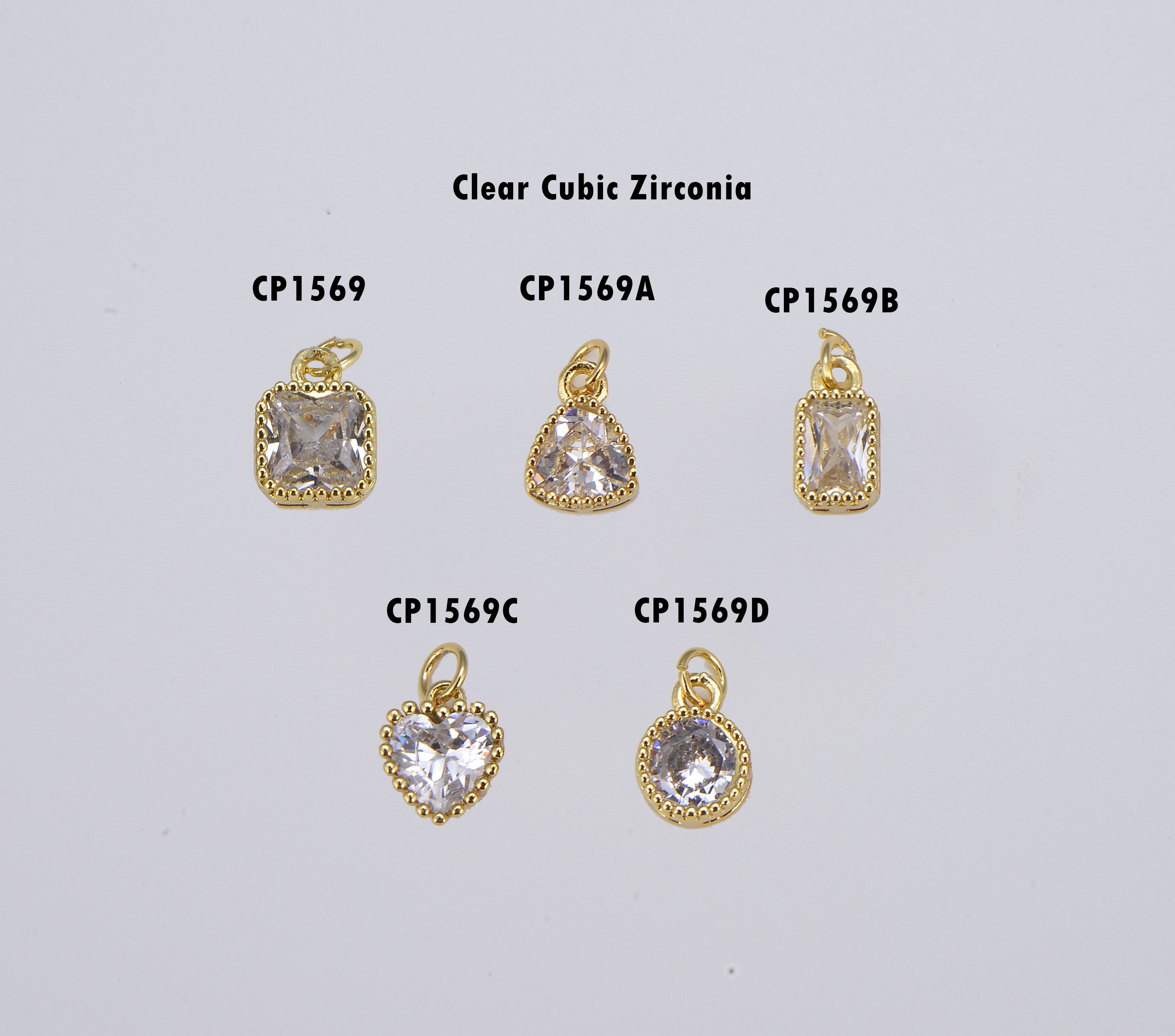 Cubic Zirconia Square Bezel Charms, Round Bezel Charm, Cz Pave Rectangle Heart Teardrop Triangle Gold Filled Cz Charm Crafts Supplies CP1569