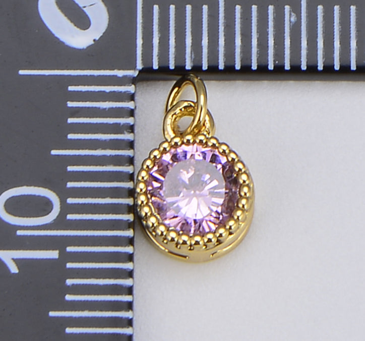 Cubic Zirconia Square Bezel Charms, Round Bezel Charm, Cz Pave Rectangle Heart Teardrop Triangle Gold Filled Cz Charm Crafts Supplies CP1569