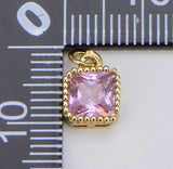 Cubic Zirconia Square Bezel Charms, Round Bezel Charm, Cz Pave Rectangle Heart Teardrop Triangle Gold Filled Cz Charm Crafts Supplies CP1569