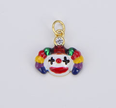 Colorful Enamel Clown Head Shape Charm, 18K Gold Clown Pendant, Circus Jewelry, Clown Charm for Necklace Bracelet Jewelry Making, CP1571