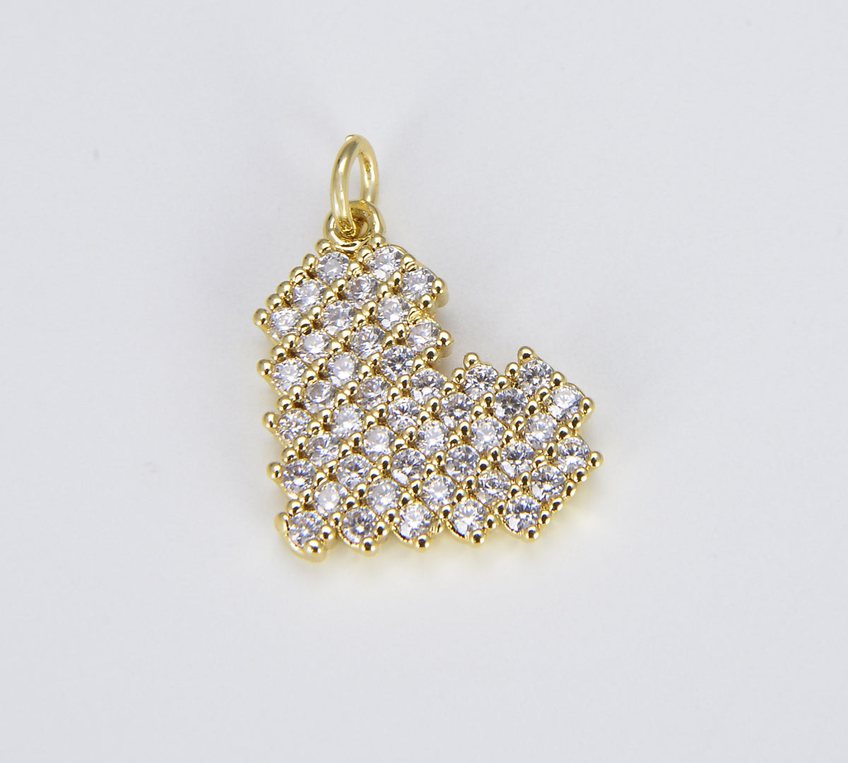 Dainty Gold Heart Charm, 18K Gold Micro Pave Heart Pendant, CZ Charm for Necklace Earring Bracelet Component Jewelry Findings, CP1577