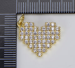 Dainty Gold Heart Charm, 18K Gold Micro Pave Heart Pendant, CZ Charm for Necklace Earring Bracelet Component Jewelry Findings, CP1577