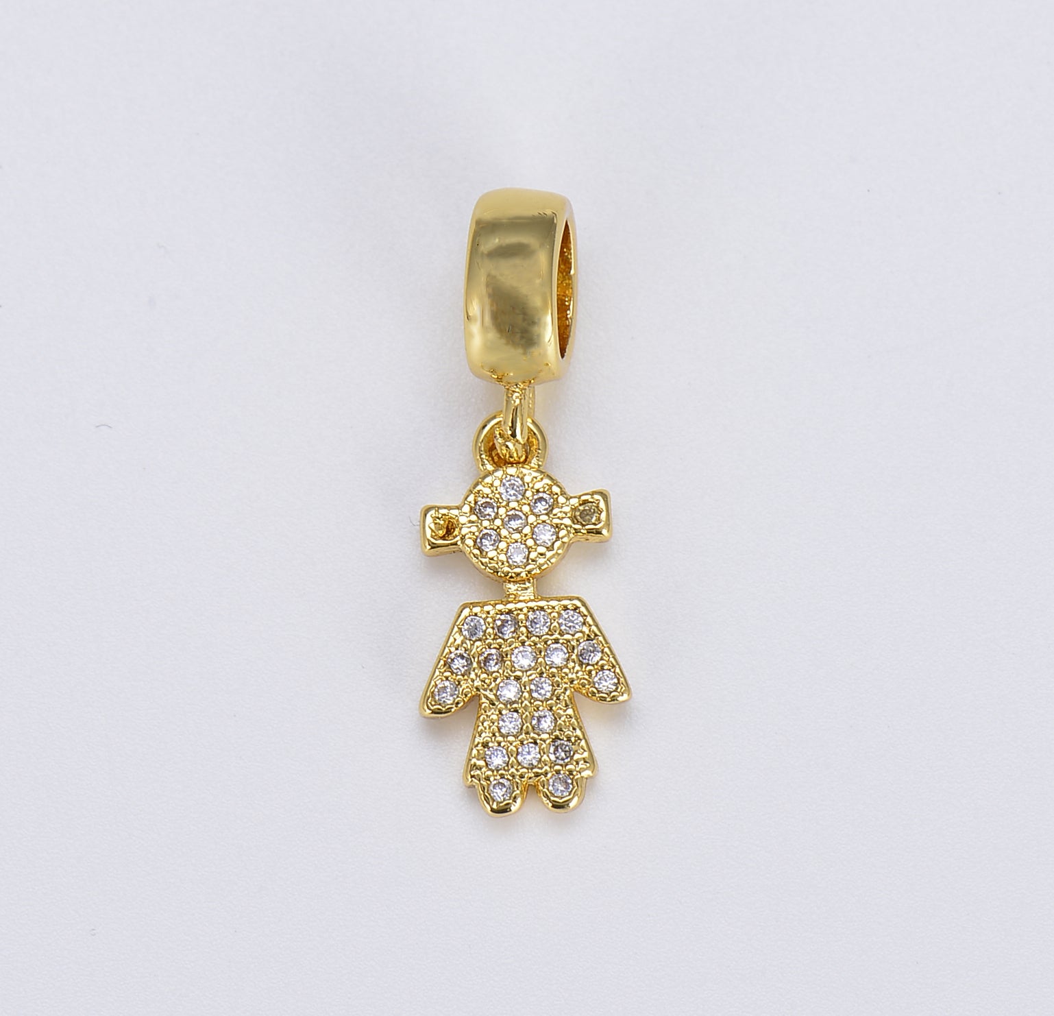 18K Gold Boy and Girl Charm, CZ Micro Pave Boy Girl Pendant, Kids Charm for Necklace Bracelet Earrings Jewelry Making Component, CP1585