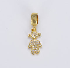 18K Gold Boy and Girl Charm, CZ Micro Pave Boy Girl Pendant, Kids Charm for Necklace Bracelet Earrings Jewelry Making Component, CP1585