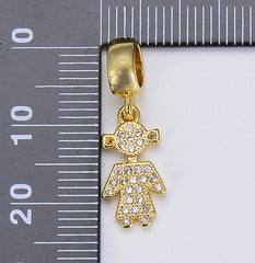 18K Gold Boy and Girl Charm, CZ Micro Pave Boy Girl Pendant, Kids Charm for Necklace Bracelet Earrings Jewelry Making Component, CP1585