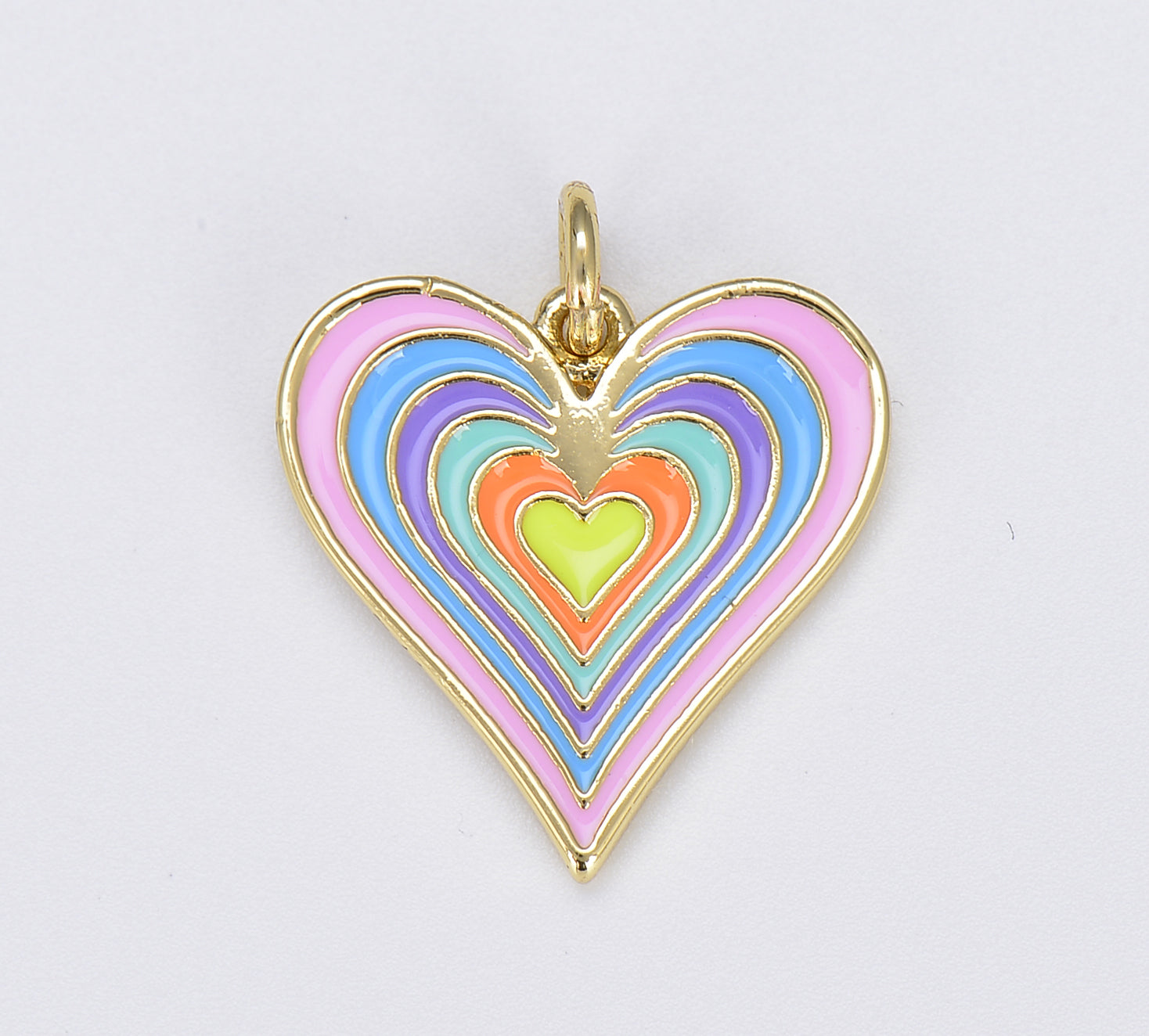 Gold Heart Charm, Enamel Heart Add On Charm Colorful Love Inspired, Gold Filled Over Brass Pendant for Necklace Bracelet Earrings, CP1588