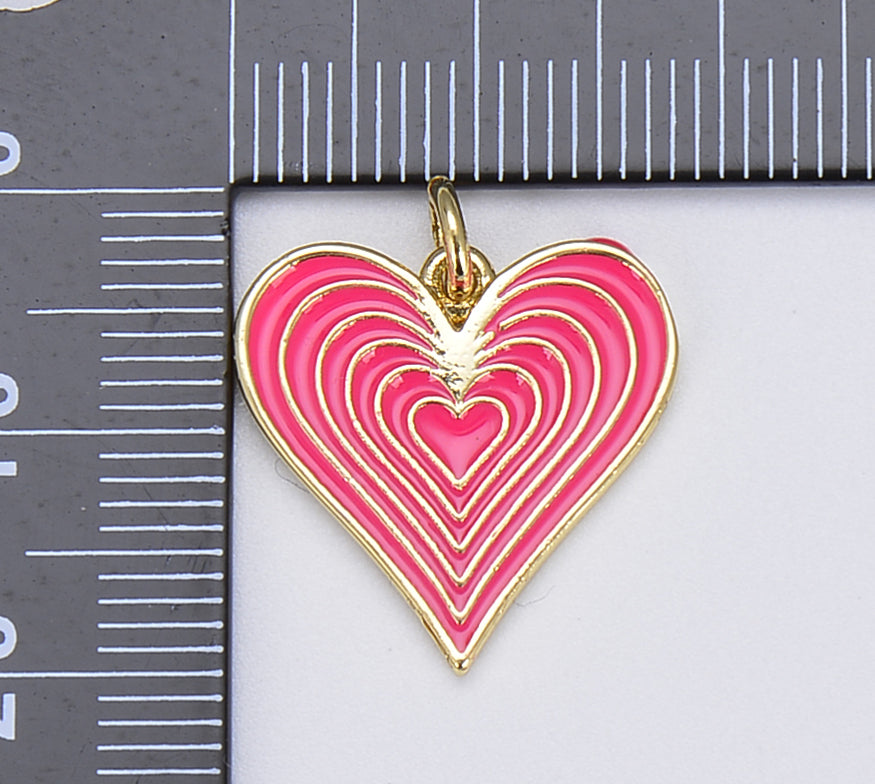 Gold Heart Charm, Enamel Heart Add On Charm Colorful Love Inspired, Gold Filled Over Brass Pendant for Necklace Bracelet Earrings, CP1588