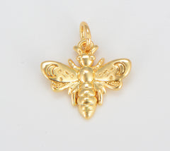 Dainty Gold Bee Charm, Insect Bug Pendant Charm, Tiny Animal Pendant for DIY Jewelry Add on Charm Bracelet Necklace Earring, 16x15mm, CP1589