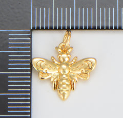 Dainty Gold Bee Charm, Insect Bug Pendant Charm, Tiny Animal Pendant for DIY Jewelry Add on Charm Bracelet Necklace Earring, 16x15mm, CP1589