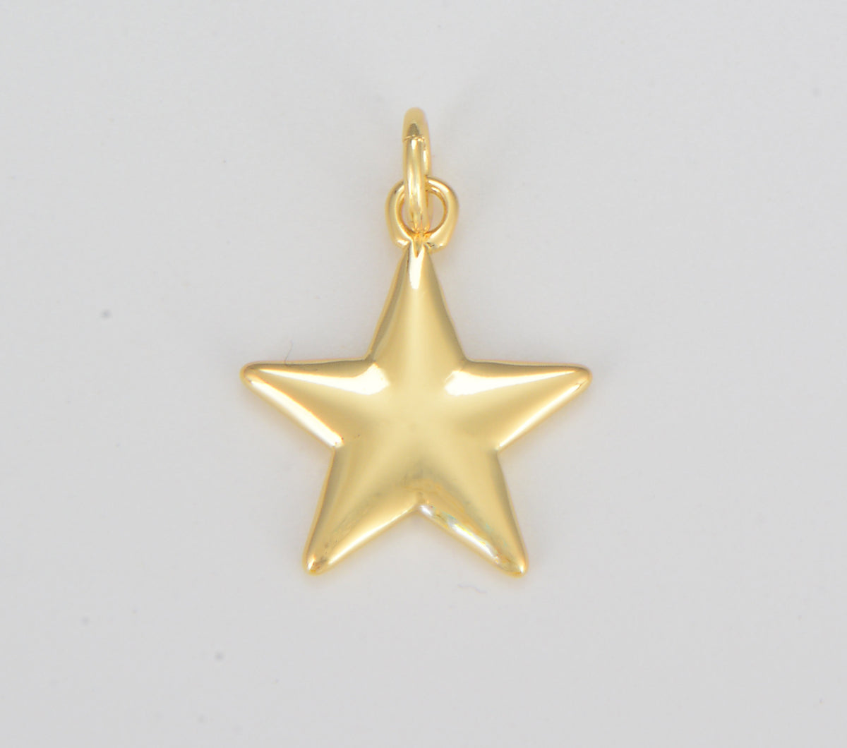 Dainty Gold Star Charm Necklace, 18K Gold Star Pendant for Bracelet Necklace DIY Jewelry Making Supply, 19x14mm, CP1590