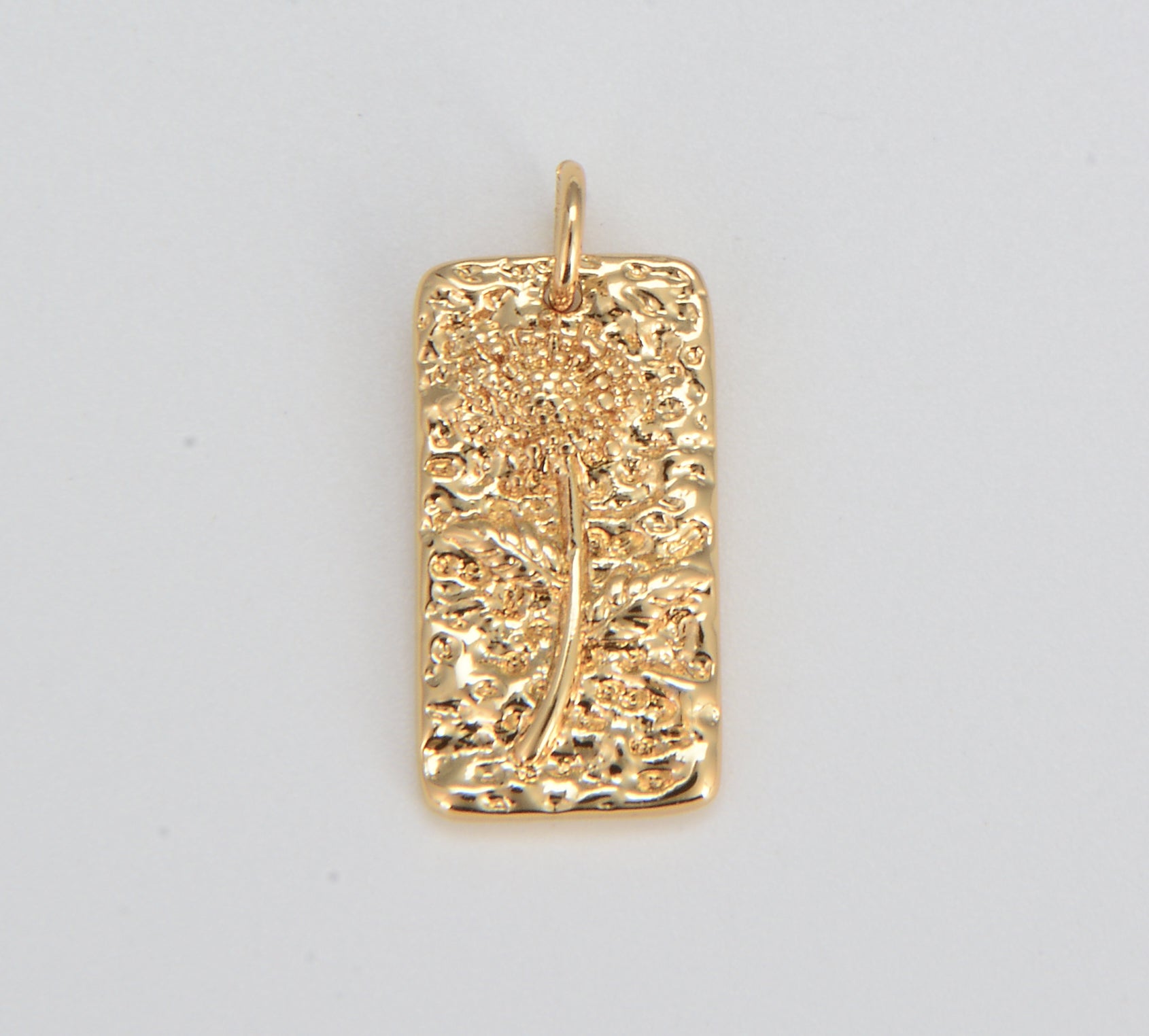 Gold Birth Flower Pendant, Floral Flower Tag Charm, Gold Filled Charm for Bracelet Necklace Earrings Jewelry making , 19x9mm, CP1592