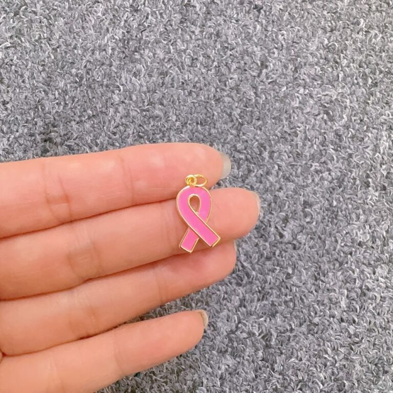 18K Gold Filled Enamel Ribbon Charms, Dainty Gold Ribbon Pendant, Breast Cancer Awareness, Ribbon Pendant for Bracelet Earring Necklace Making, CP1600