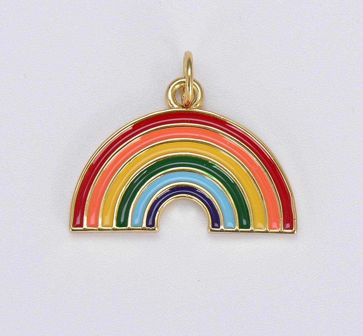 Dainty Colorful Rainbow Charm, Enamel Gold Tone Rainbow Pendant, Rainbow Pendants for Necklace Bracelet Jewelry Making, 21x16mm, CP1601