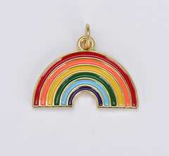 Dainty Colorful Rainbow Charm, Enamel Gold Tone Rainbow Pendant, Rainbow Pendants for Necklace Bracelet Jewelry Making, 21x16mm, CP1601