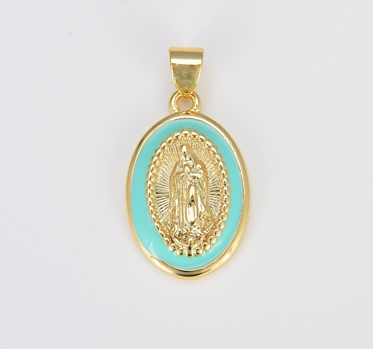 Miraculous Lady Charm gold medallion Charm, gold filled Virgin Mary religious medal Pendant Religious Coin Catholic Enamel Jewelry, CP1603