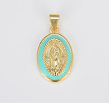 Miraculous Lady Charm gold medallion Charm, gold filled Virgin Mary religious medal Pendant Religious Coin Catholic Enamel Jewelry, CP1603