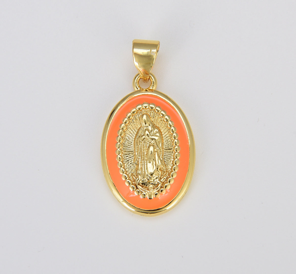 Miraculous Lady Charm gold medallion Charm, gold filled Virgin Mary religious medal Pendant Religious Coin Catholic Enamel Jewelry, CP1603