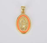 Miraculous Lady Charm gold medallion Charm, gold filled Virgin Mary religious medal Pendant Religious Coin Catholic Enamel Jewelry, CP1603