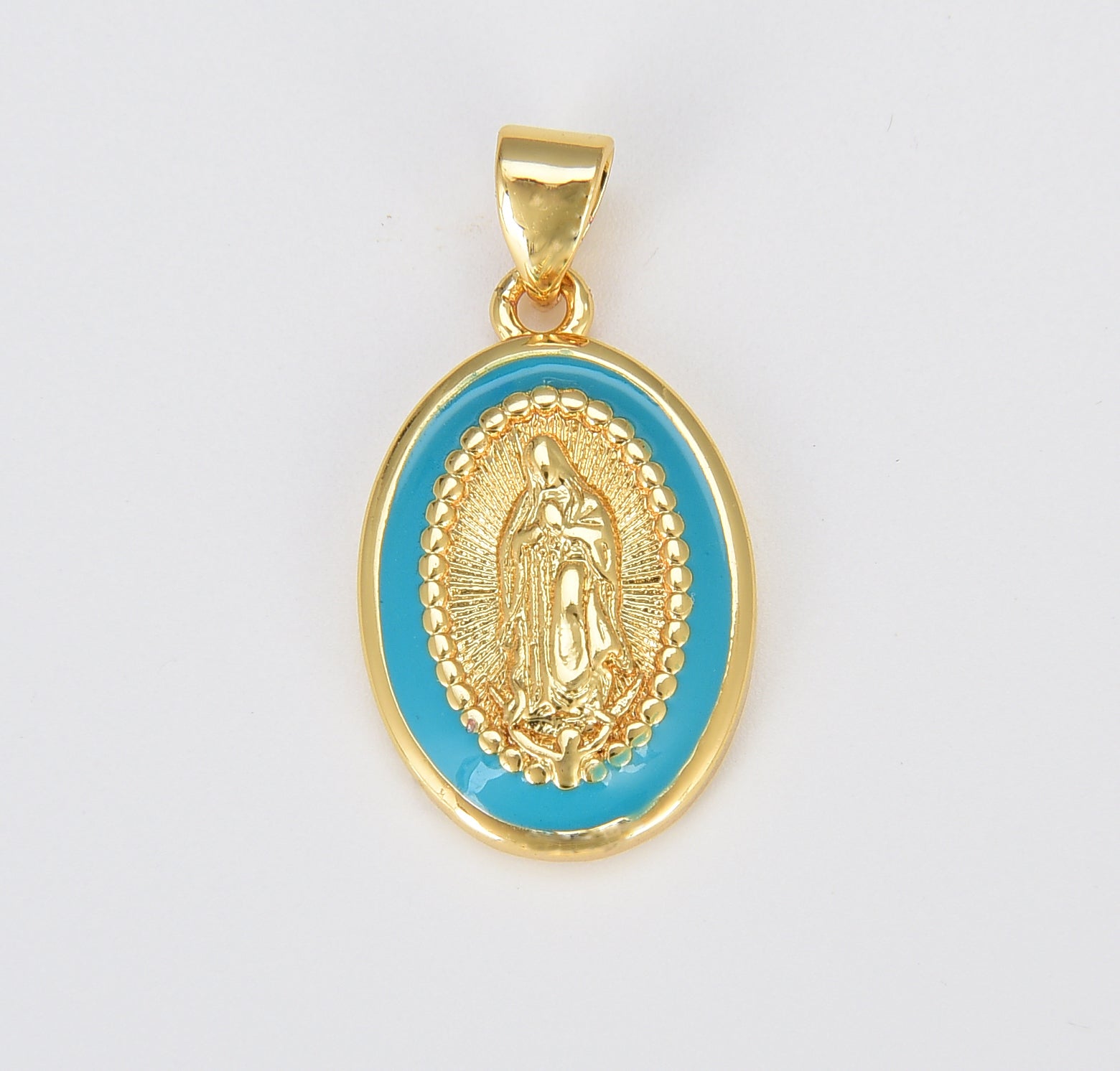 Miraculous Lady Charm gold medallion Charm, gold filled Virgin Mary religious medal Pendant Religious Coin Catholic Enamel Jewelry, CP1603